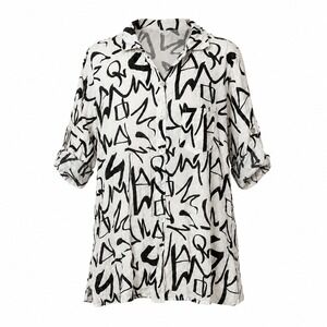 T by Transparente White Black Linen Shirt Tunic Lagenlook Made in Italy Size 3